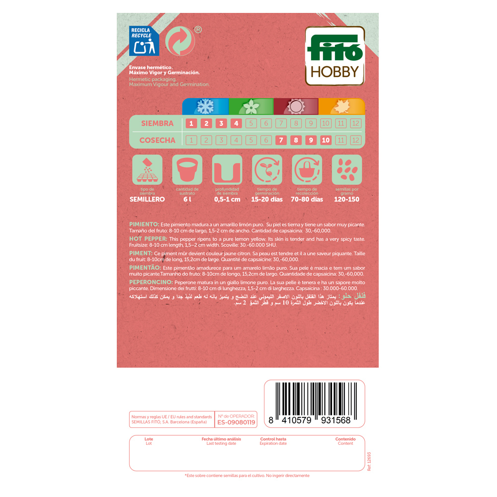 Fitó Patio Pimiento Amarillo Mini Picante Hot Lemon-41752000